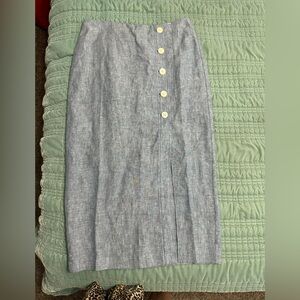 NWT chambray Button-Front Midi Skirt